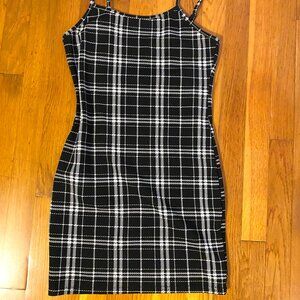 plaid mini bodycon dress